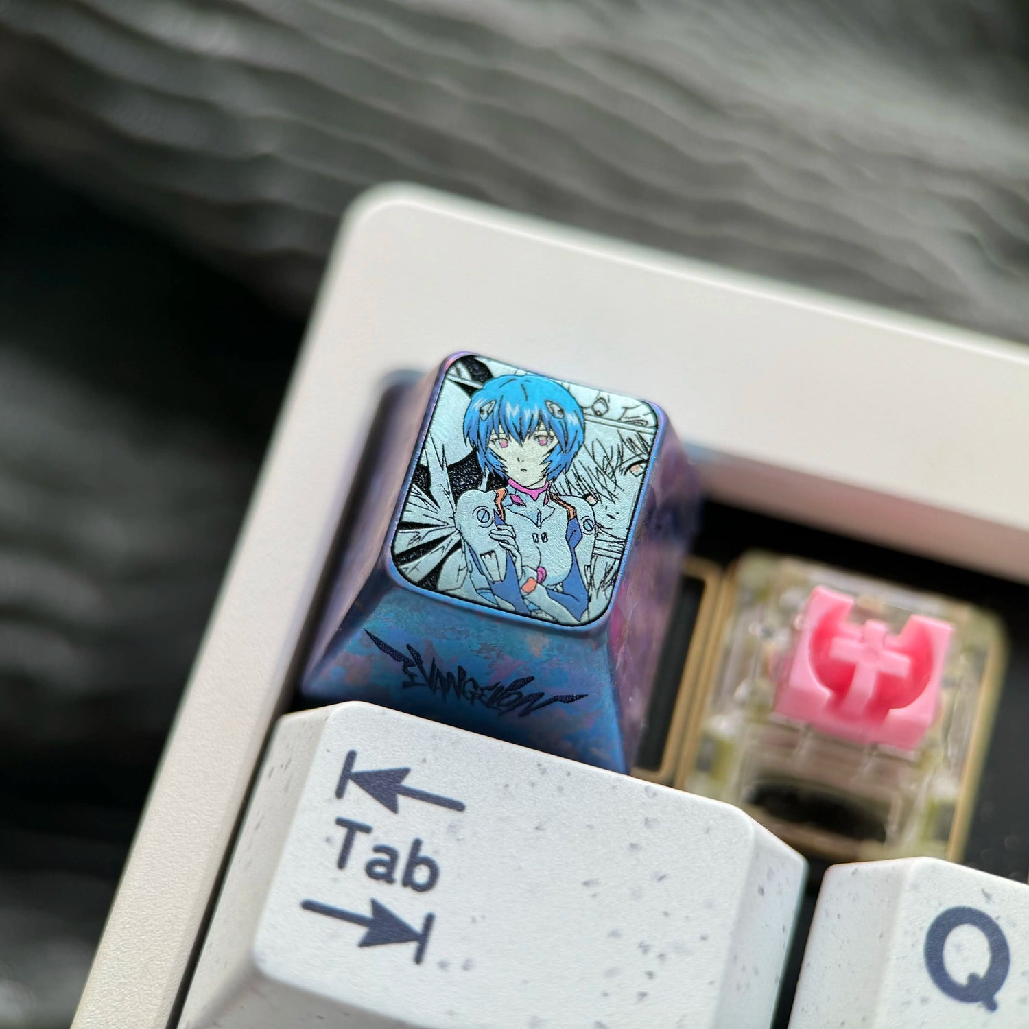 EVA, Ayanami Rei, 1U titanium alloy collection, ice crystal base, height optional, anime and game creative titanium alloy personalized keycaps, mechanical keyboard decorative keycaps