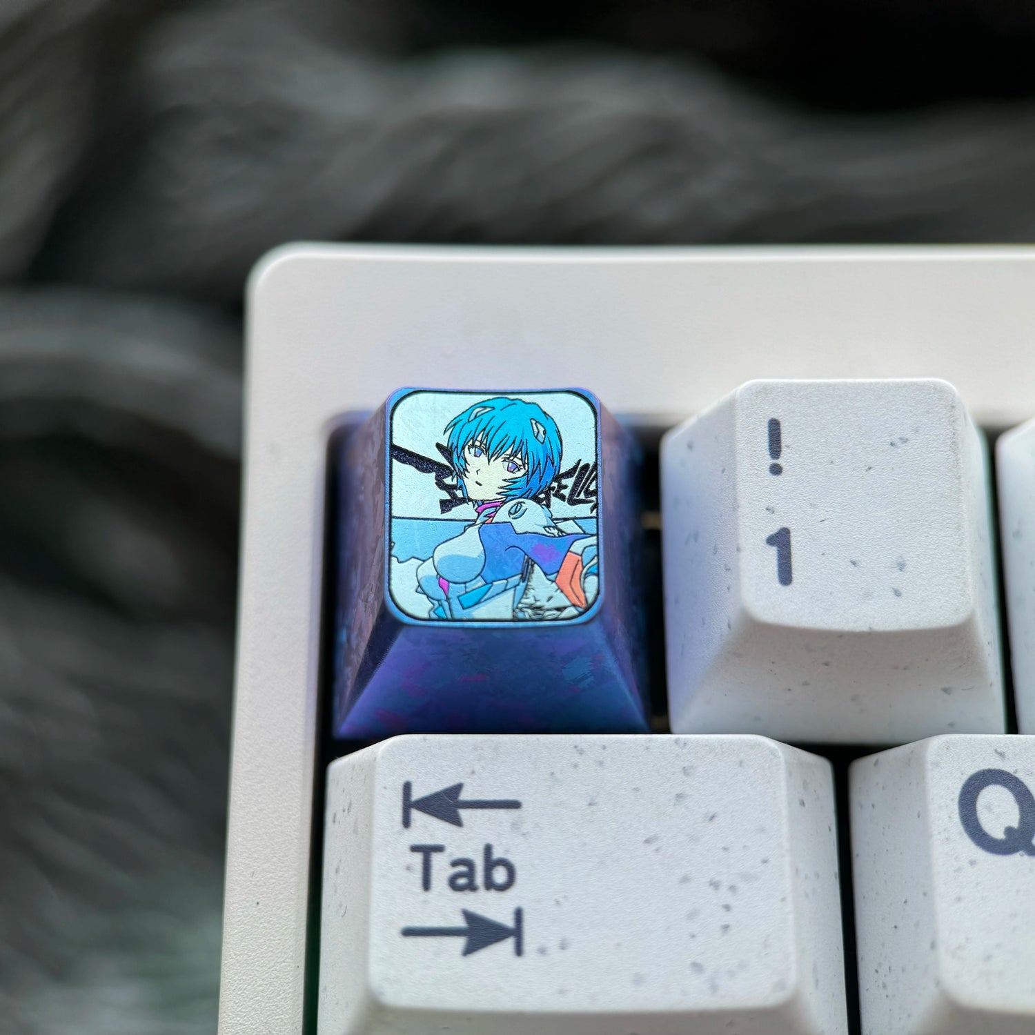 EVA, Ayanami Rei, 1U titanium alloy collection, ice crystal base, height optional, anime and game creative titanium alloy personalized keycaps, mechanical keyboard decorative keycaps