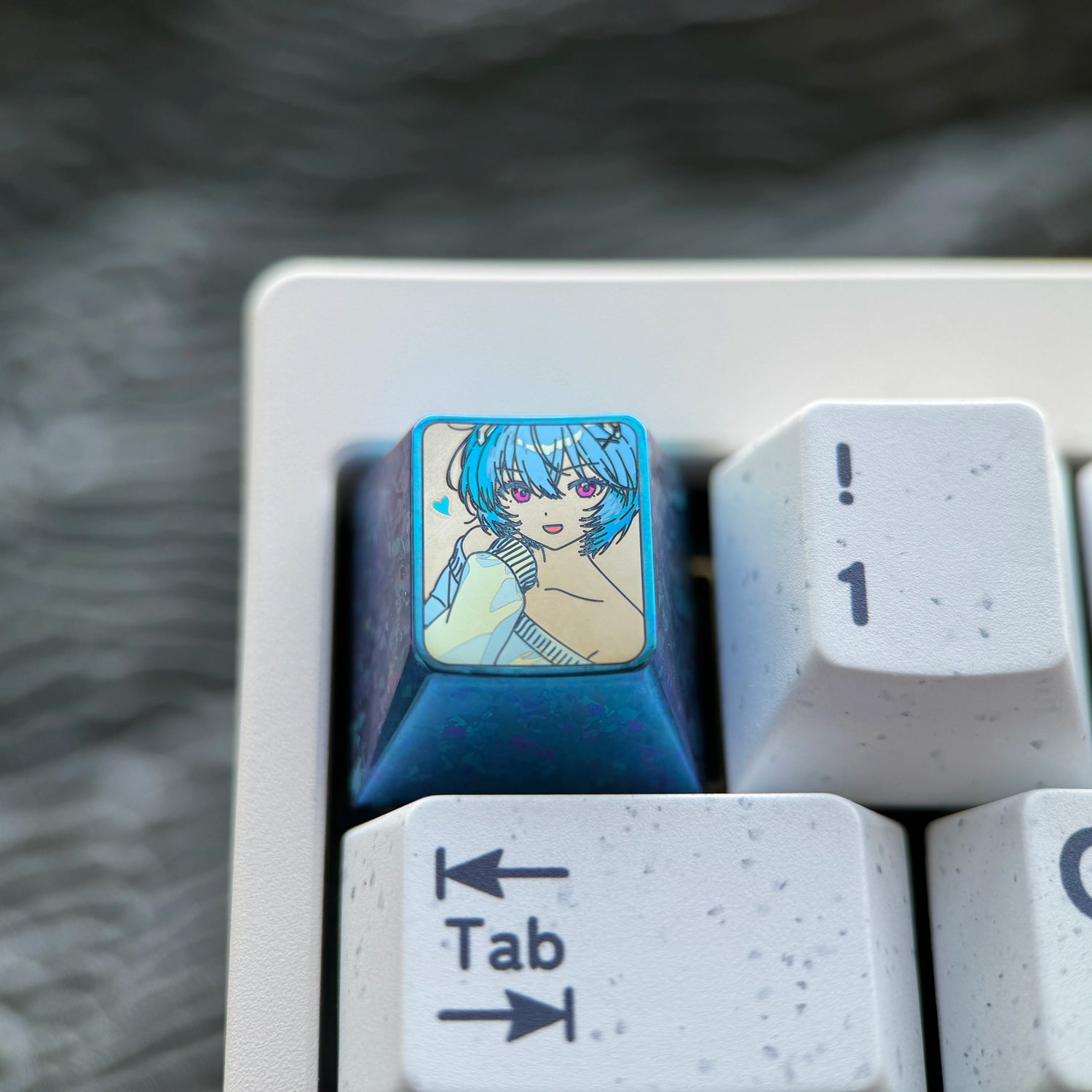 EVA, Ayanami Rei, 1U titanium alloy collection, ice crystal base, height optional, anime and game creative titanium alloy personalized keycaps, mechanical keyboard decorative keycaps
