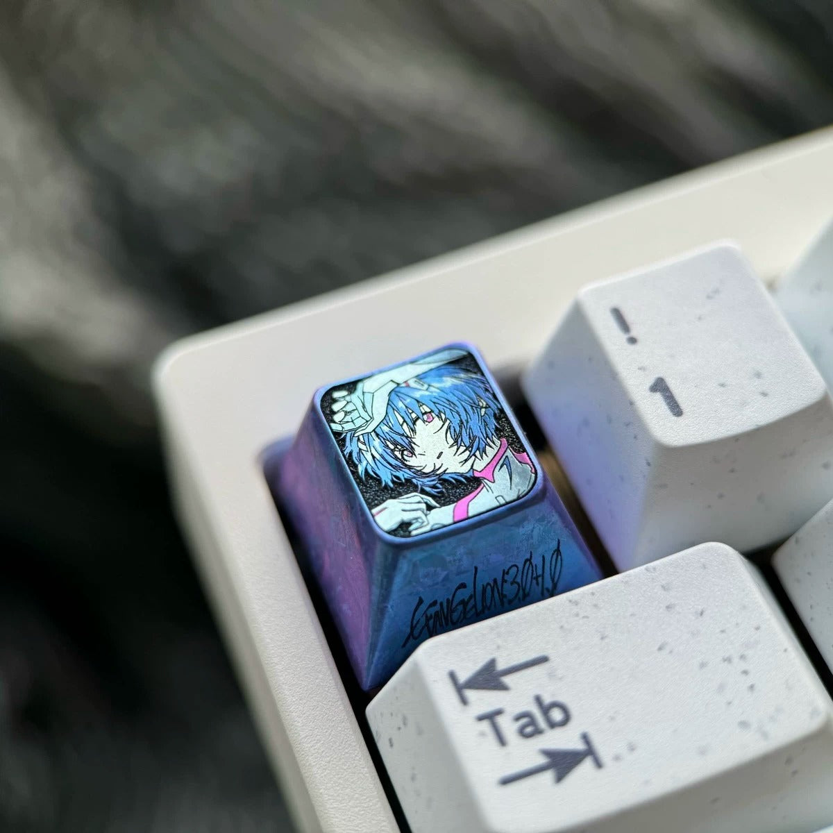 EVA, Ayanami Rei, 1U titanium alloy collection, ice crystal base, height optional, anime and game creative titanium alloy personalized keycaps, mechanical keyboard decorative keycaps
