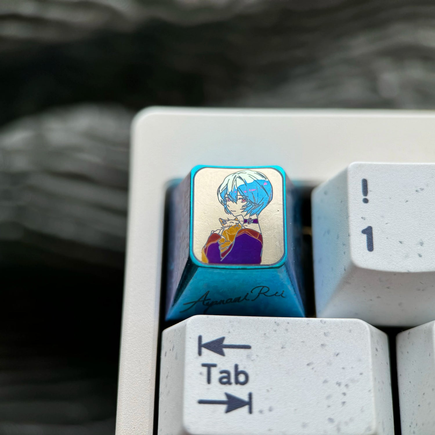 EVA, Ayanami Rei, 1U titanium alloy collection, ice crystal base, height optional, anime and game creative titanium alloy personalized keycaps, mechanical keyboard decorative keycaps