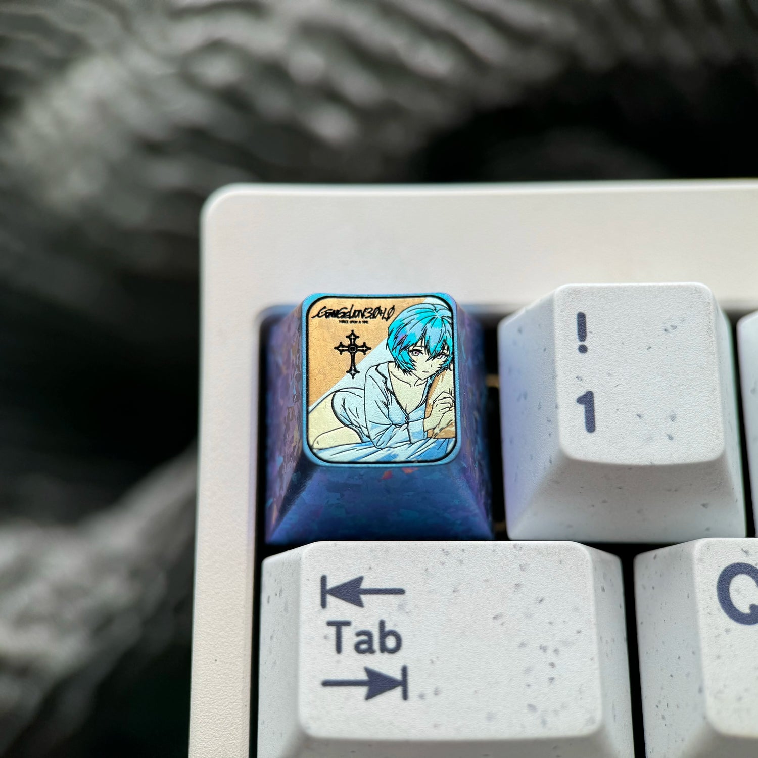 EVA, Ayanami Rei, 1U titanium alloy collection, ice crystal base, height optional, anime and game creative titanium alloy personalized keycaps, mechanical keyboard decorative keycaps
