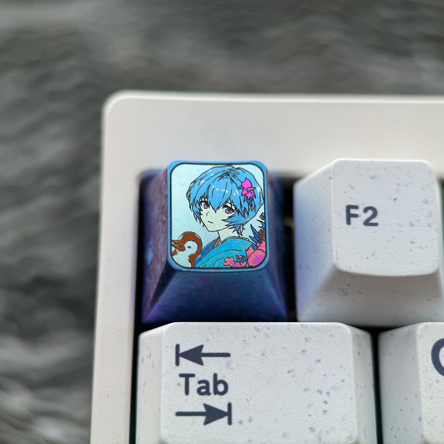 EVA, Ayanami Rei, 1U titanium alloy collection, ice crystal base, height optional, anime and game creative titanium alloy personalized keycaps, mechanical keyboard decorative keycaps