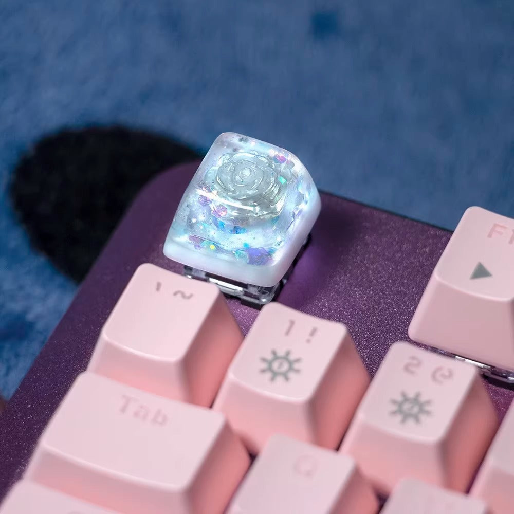 Knight and Rose, crystal resin personalized keycaps, medieval style creative keyboard decorative keycaps.