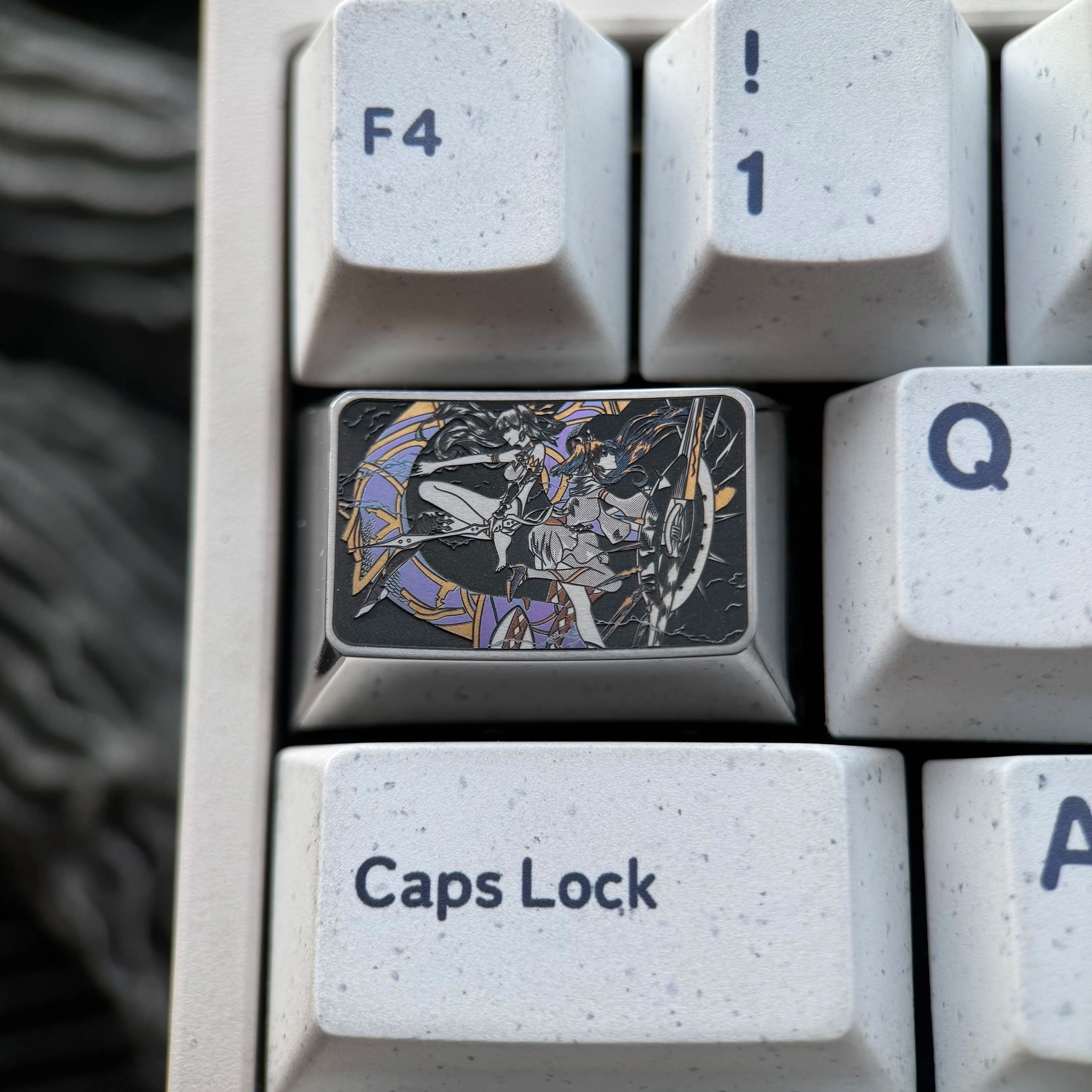 Fate/Grand Order，Ereshkigal， Titanium metal mechanical keyboard keycaps with precision carving of 1.5 Tab keys, decorative keycaps for anime, gaming, cultural innovation