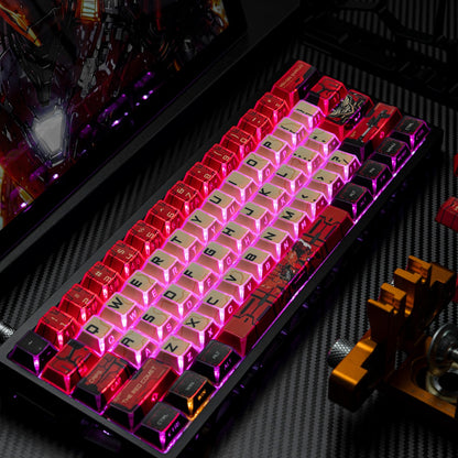 Gundam Theme Series Design Creative Set Keycaps, Light and Shadow Transparent, Folding Transparent Effect personalized keycap set, mechanical keyboard fashionable trend keycap compatible with 61/64/68/75/84/87/104 key mechanical keyboard