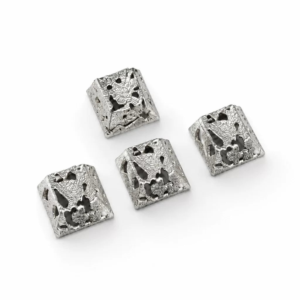 Hollow corrosion design, metal copper personalized keycaps, non-ferrous metal creative mechanical keyboard keycaps, computer desktop with decorative keycaps