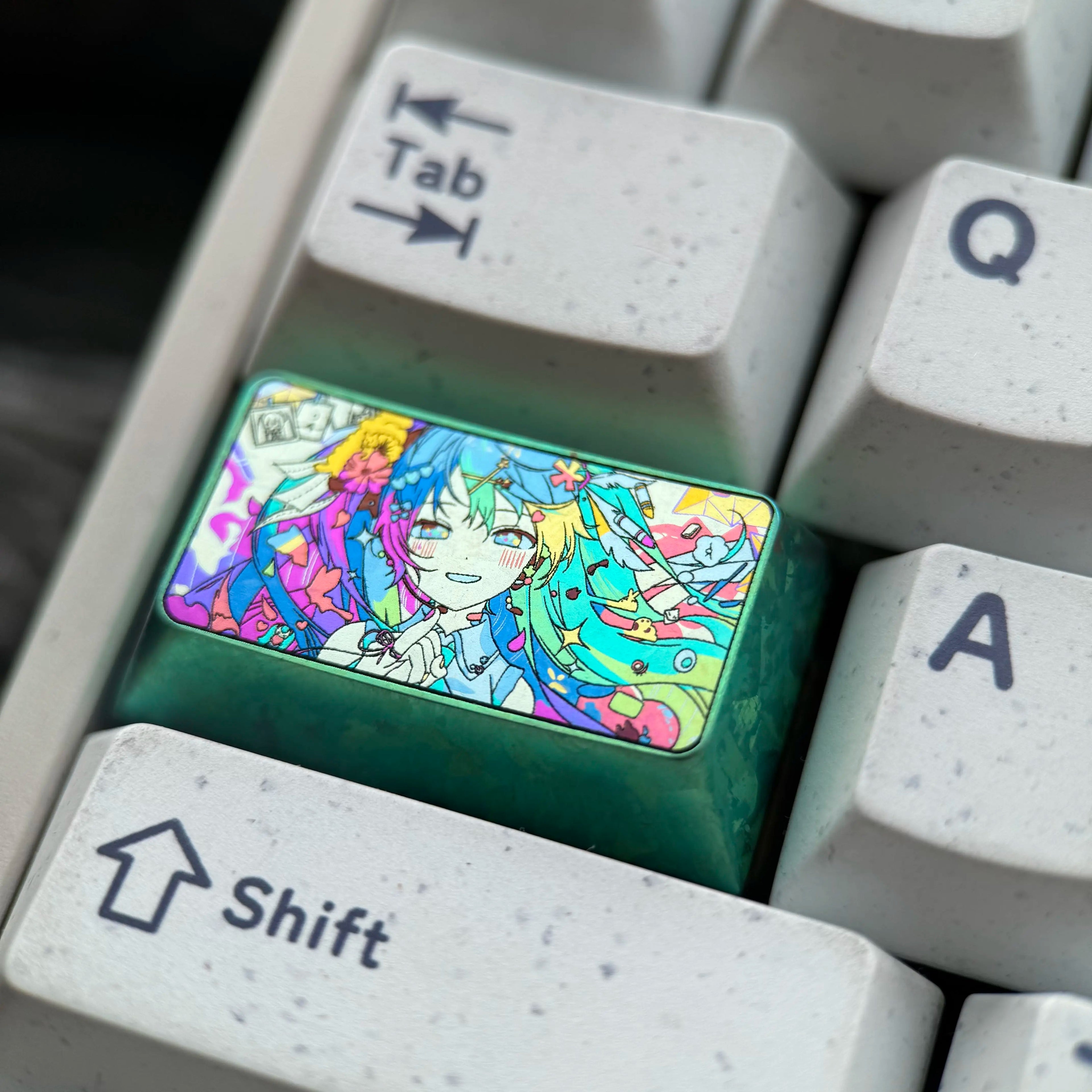 Hatsune Miku 2U/1.75U&amp;nbsp; titanium alloy personalized key cap, animation game culture creative decoration key cap