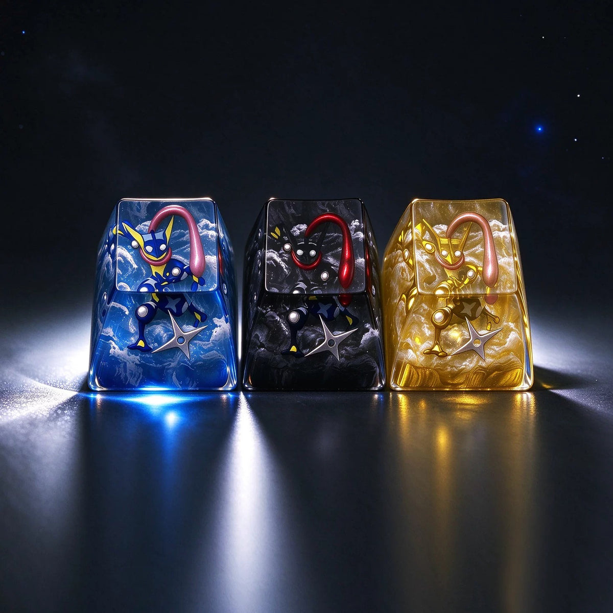 Pok é mon series/ Greninja Crystal Resin Keycaps Original Design Personalized Keycaps, Anime Game Culture Creative Keycaps Mechanical Keyboard Cartoon Decorative Keycaps