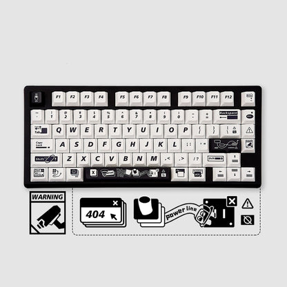 Dangerous 404 Theme Design PBT material personalized keycaps, mechanical keyboard replacement keycap set, minimalist pattern and line creative keycap set, Compatible with 61/64/68/75/84/87/104 Key Mechanical Keyboard Keycap Set