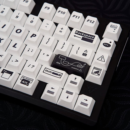 Dangerous 404 Theme Design PBT material personalized keycaps, mechanical keyboard replacement keycap set, minimalist pattern and line creative keycap set, Compatible with 61/64/68/75/84/87/104 Key Mechanical Keyboard Keycap Set
