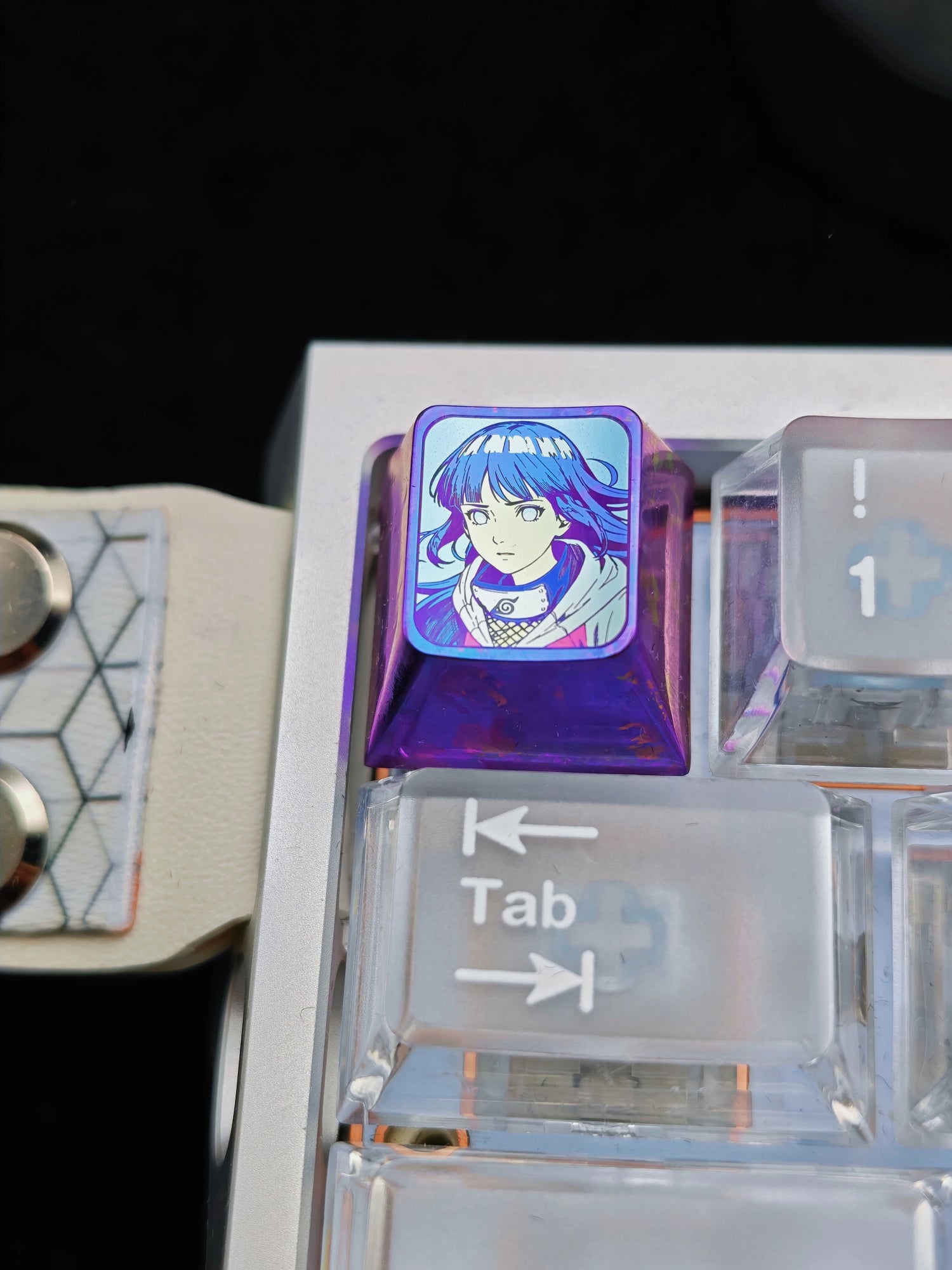Naruto series, Hy ū ga Hinata, 1U titanium alloy personalized keycaps, anime and game mechanical keyboard decorative keycaps