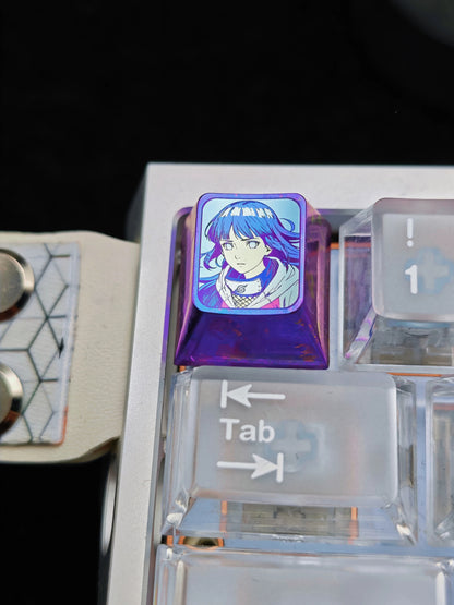 Naruto series, Hy ū ga Hinata, 1U titanium alloy personalized keycaps, anime and game mechanical keyboard decorative keycaps