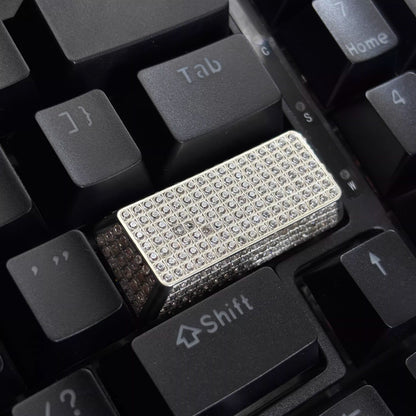 Pure silver full diamond, 2.25U enter key personalized keycap, fashionable metal inlaid diamond jewelry design mechanical keyboard decoration keycap