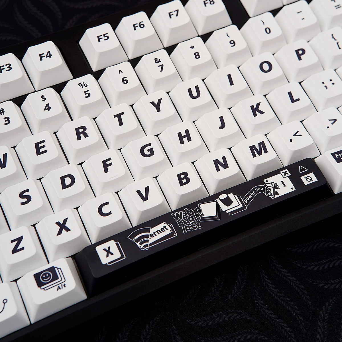 Dangerous 404 Theme Design PBT material personalized keycaps, mechanical keyboard replacement keycap set, minimalist pattern and line creative keycap set, Compatible with 61/64/68/75/84/87/104 Key Mechanical Keyboard Keycap Set