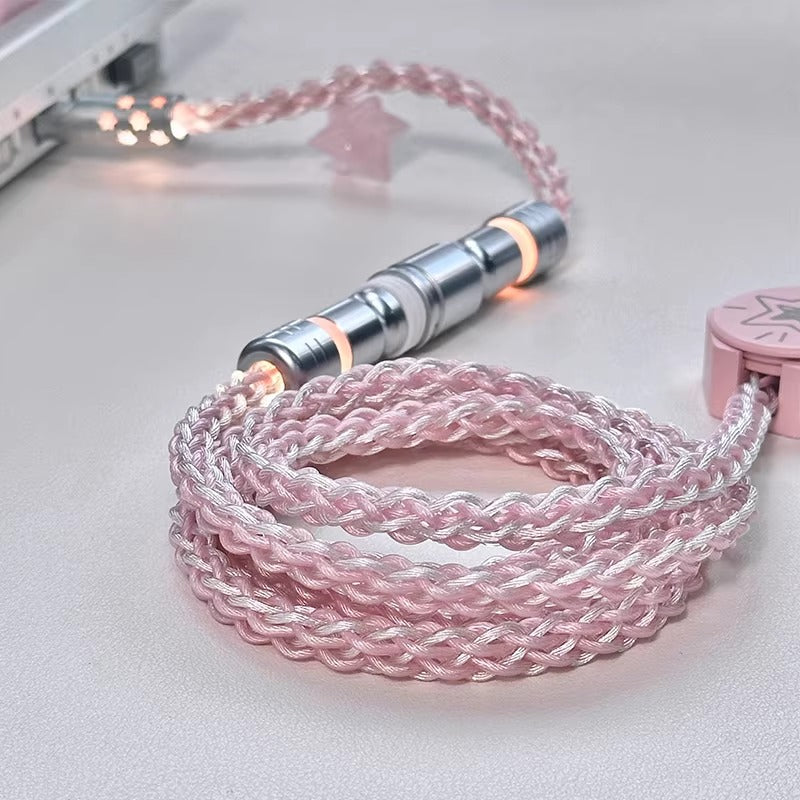 Single crystal copper aviation plug data cable pink cherry blossom light 8k return rate mechanical keyboard cable