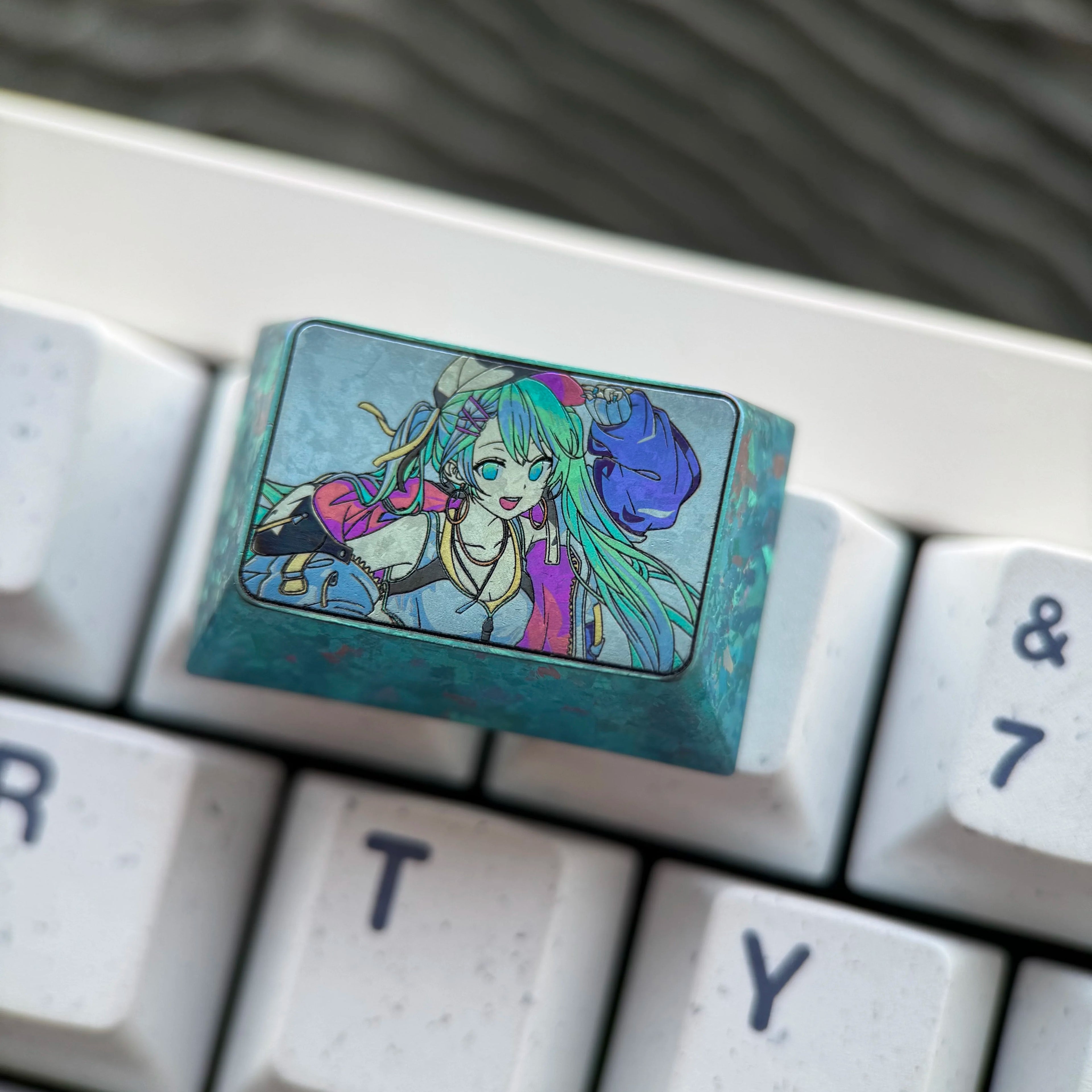 Hatsune Miku series 1.5U titanium alloy personalized keycap, music animation game creative art decoration keycap