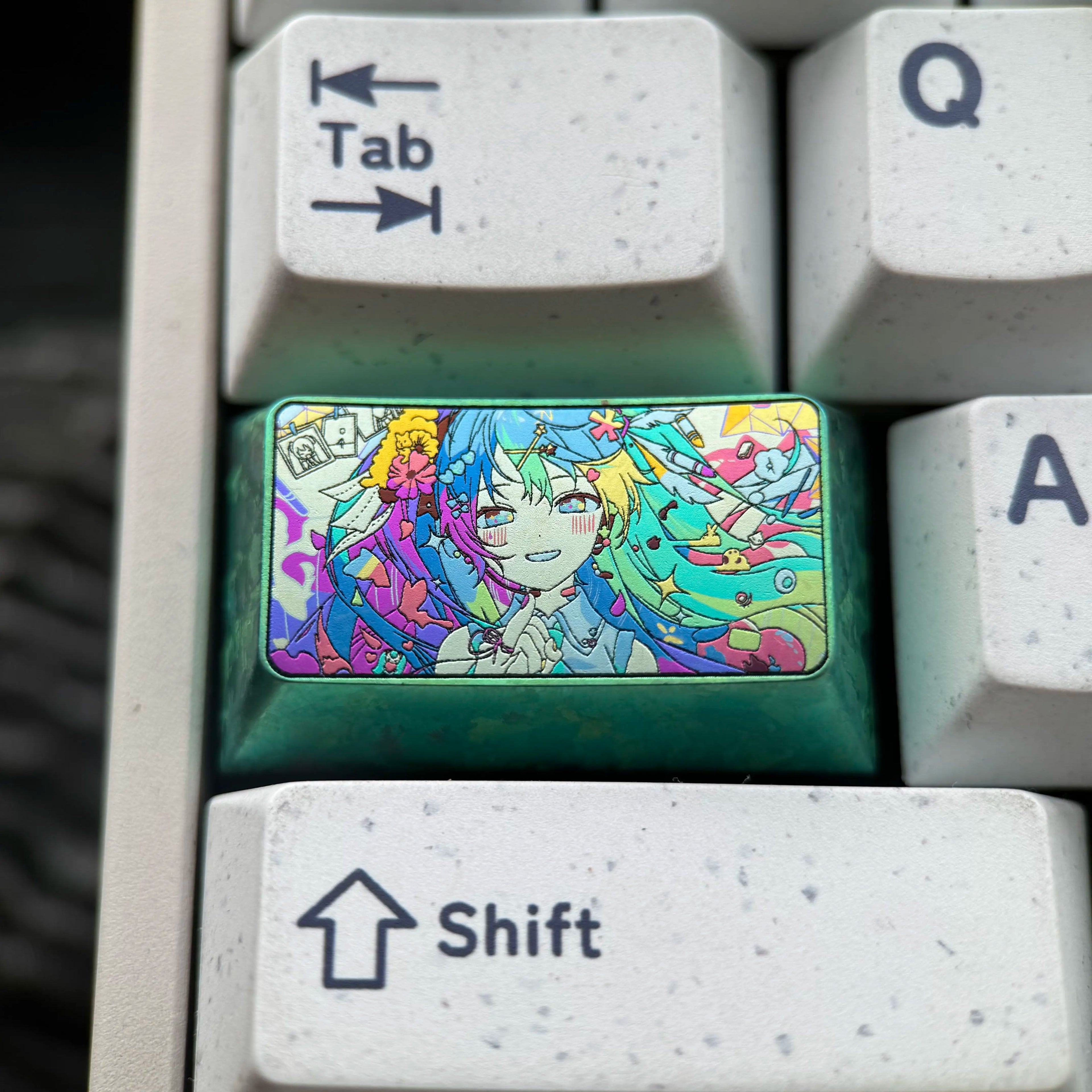 Hatsune Miku 2U/1.75U&amp;nbsp; titanium alloy personalized key cap, animation game culture creative decoration key cap