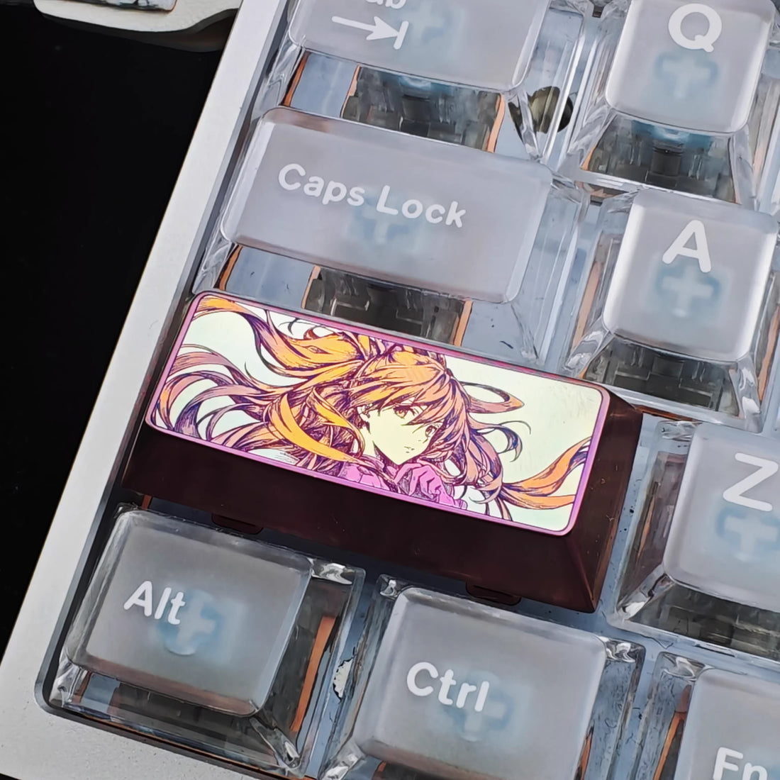 EVA， Asuka 2.25U titanium alloy cartoon line personalized keycap, cultural innovation anime game art decoration keycap