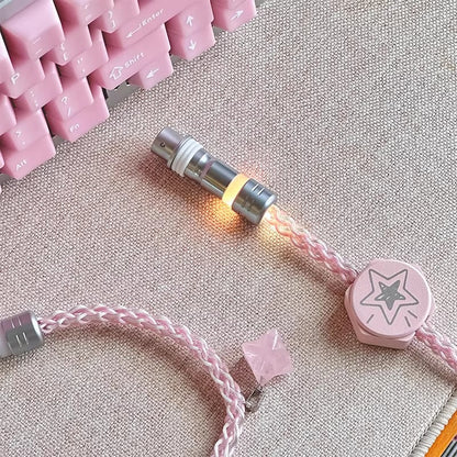 Single crystal copper aviation plug data cable pink cherry blossom light 8k return rate mechanical keyboard cable