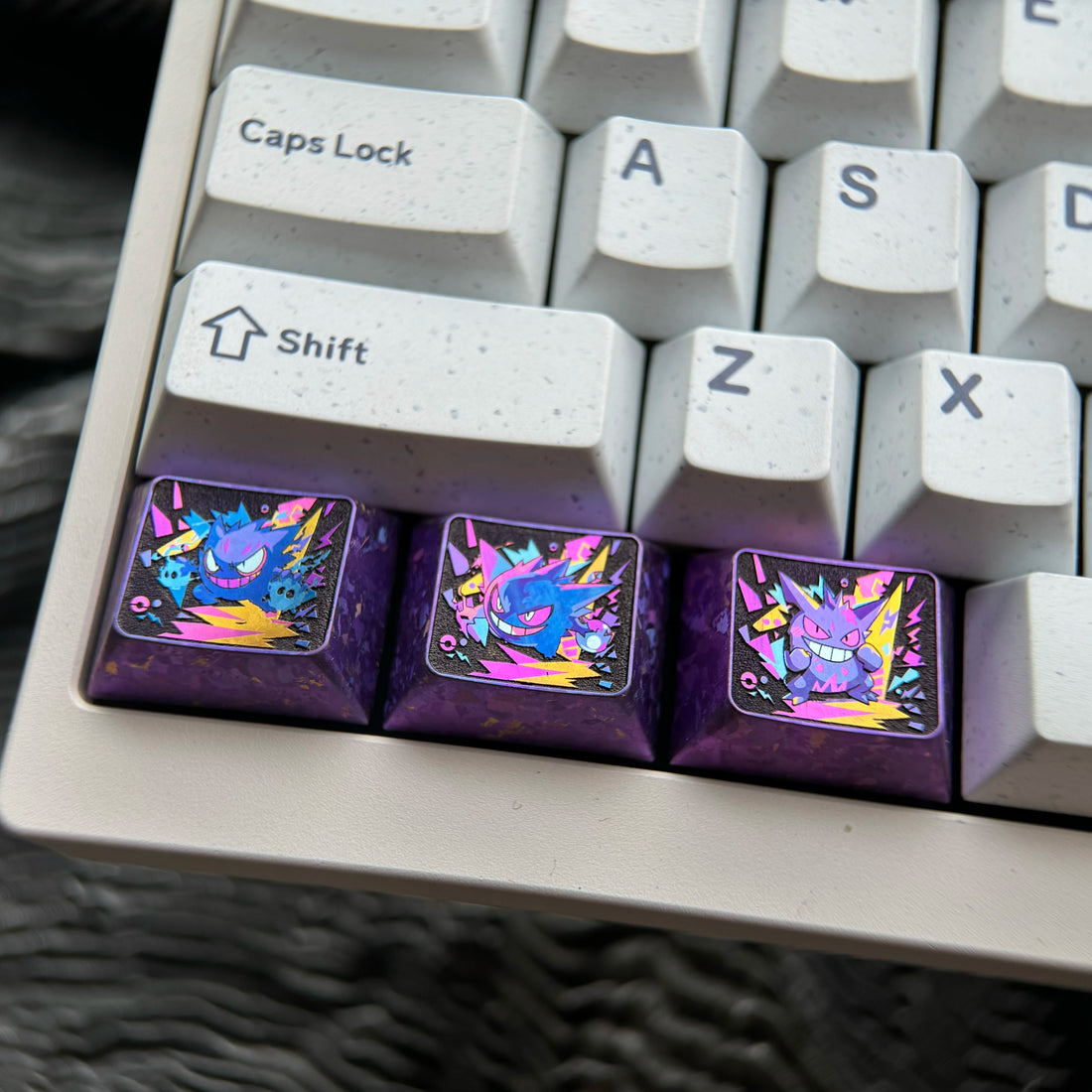 Pok é mon series, gengar theme, 1.25U titanium alloy personalized keycaps, customized decorative keycaps for anime and game culture creativity