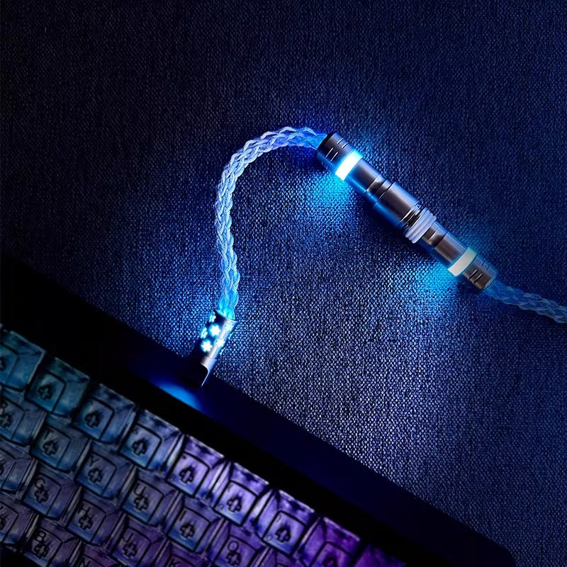 Bluebird themed single crystal copper aviation plug keyboard cable RGB Bluebird series magnetic nameplate