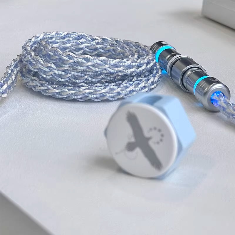 Bluebird themed single crystal copper aviation plug keyboard cable RGB Bluebird series magnetic nameplate