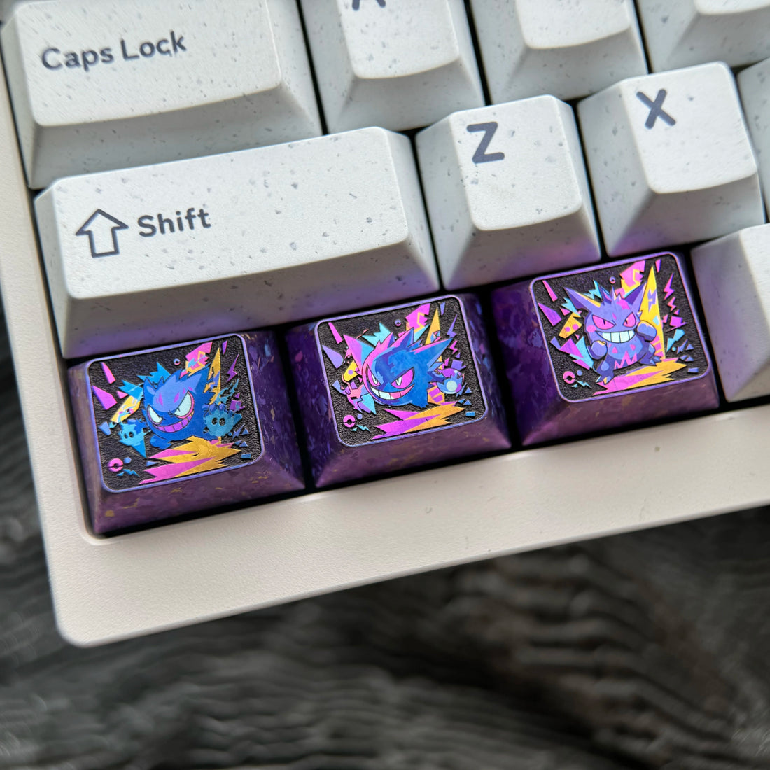 Pok é mon series, gengar theme, 1.25U titanium alloy personalized keycaps, customized decorative keycaps for anime and game culture creativity