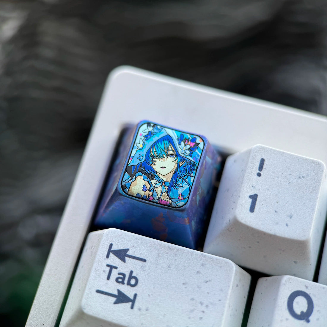 Wuthering Waves, The Shorekeeper theme, 1U titanium alloy personalized keycaps, anime game metal keycaps, mechanical keyboard decorative keycaps
