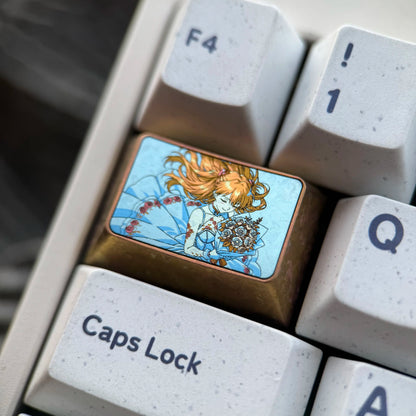 EVA Asuka Wedding Dress Theme, 1.5 U TAB，titanium alloy personalized keycaps, game creative cultural mechanical keyboard decorative keycaps