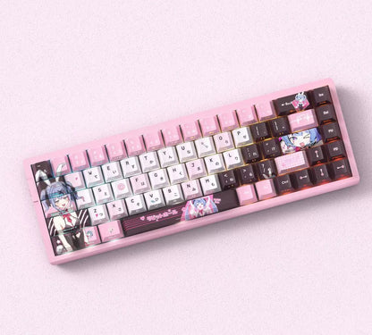 Hatsune Miku series, Rabbit Hold theme, custom set personalized keycap series, PBT material, factory height, compatible with 61/64/68/75/84/87/104 mechanical keyboard keycap set