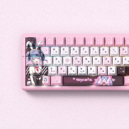 Hatsune Miku series, Rabbit Hold theme, custom set personalized keycap series, PBT material, factory height, compatible with 61/64/68/75/84/87/104 mechanical keyboard keycap set