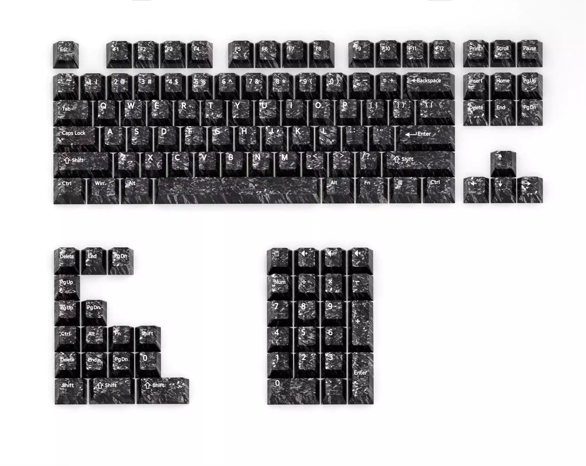 Carbon fiber patterned keycap translucent keycap set, PBT material, heat sublimation process, simple and personalized patterned keycap set, customized decorative keycap set