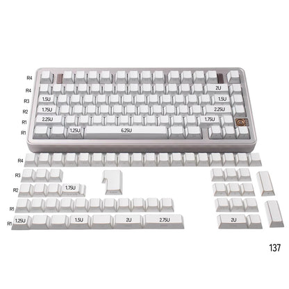 Black/white/gray gradient folded edges, transparent side engraved keyboard keycaps, customized PBT two-color injection molding