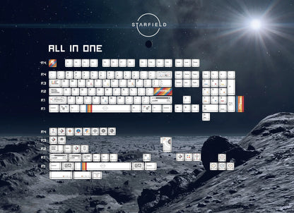 Starfield themed design, creative keycap set, PBT material personalized keycap set, mechanical keyboard replacement decorative keycaps, compatible with 61/64/68/75/84/87/104 key mechanical keyboard