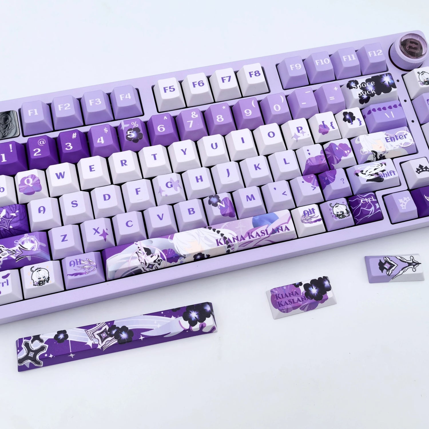 Honkai Impact 3，Kiana Kaslana theme, custom set personalized keycap series, PBT material, compatible with 61/64/68/75/84/87/104 mechanical keyboard keycap set
