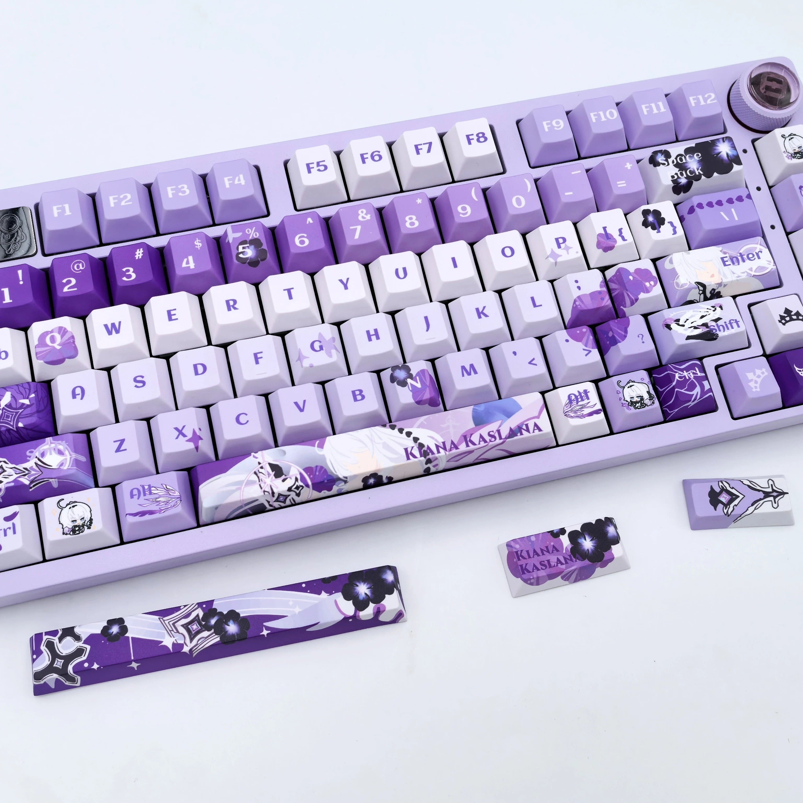 Honkai Impact 3，Kiana Kaslana theme, custom set personalized keycap series, PBT material, compatible with 61/64/68/75/84/87/104 mechanical keyboard keycap set
