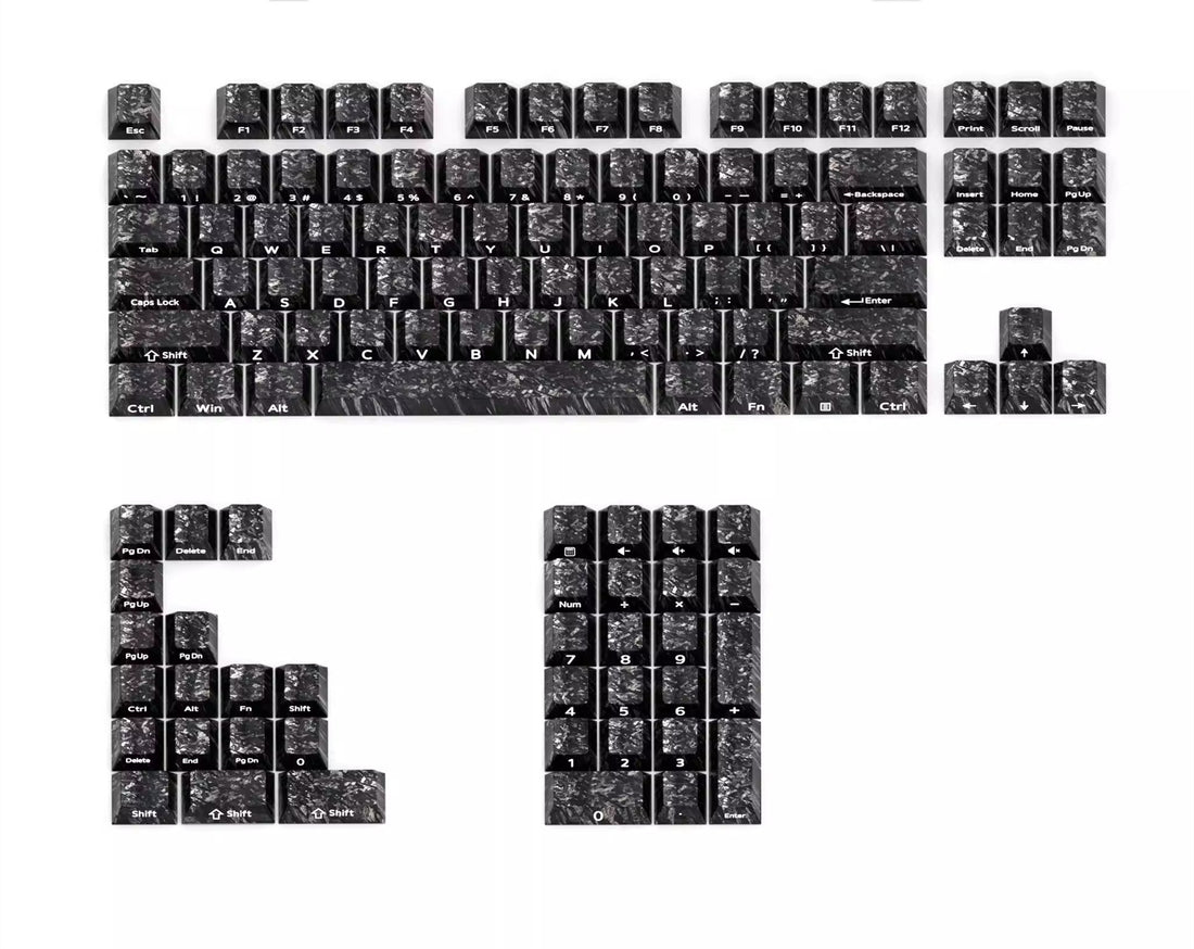 Carbon fiber patterned keycap translucent keycap set, PBT material, heat sublimation process, simple and personalized patterned keycap set, customized decorative keycap set