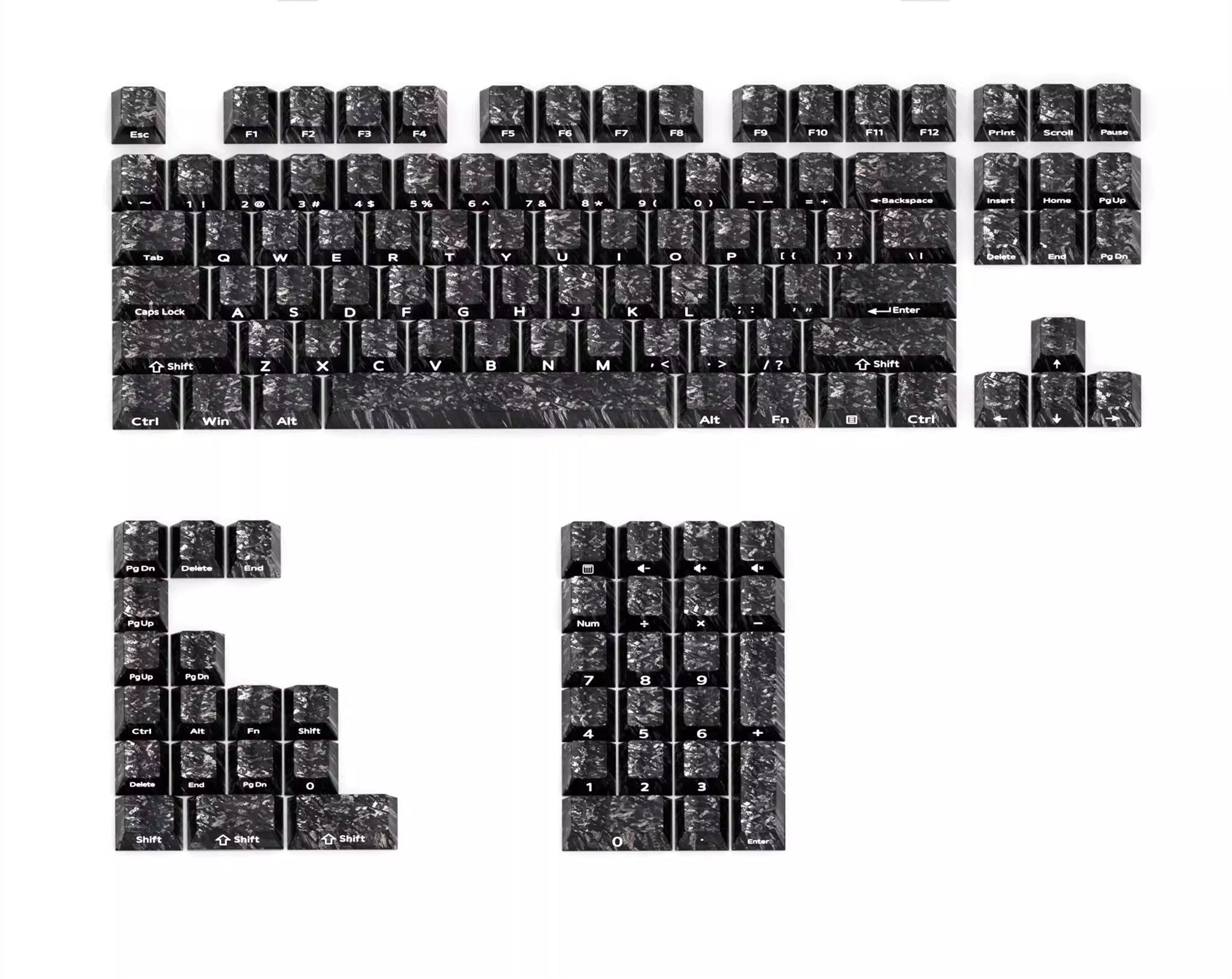 Carbon fiber patterned keycap translucent keycap set, PBT material, heat sublimation process, simple and personalized patterned keycap set, customized decorative keycap set