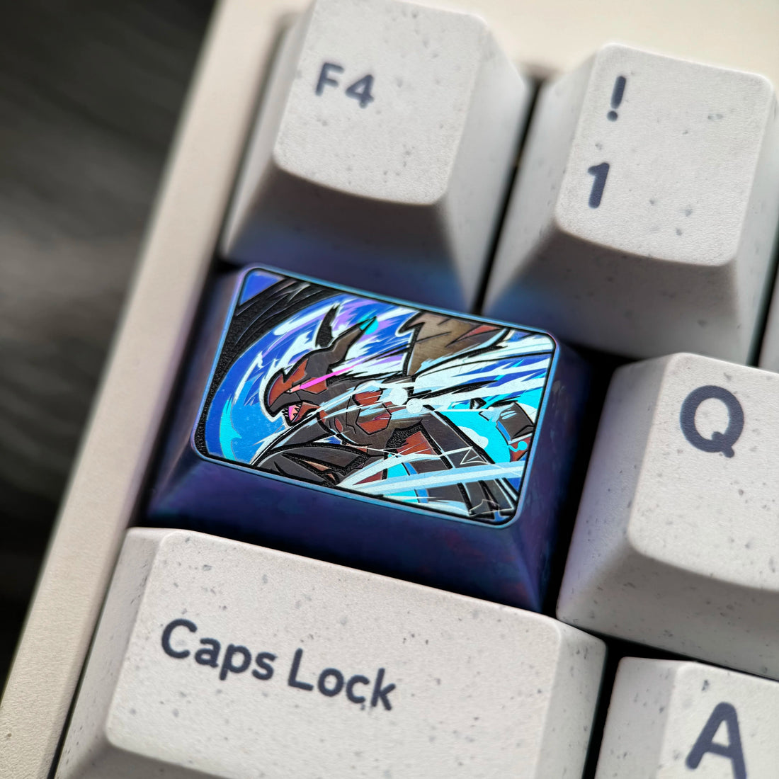 Pok é mon series, Zekrom theme, 1.5U titanium alloy personalized keycaps, anime metal keycaps, mechanical keyboard decorative keycaps
