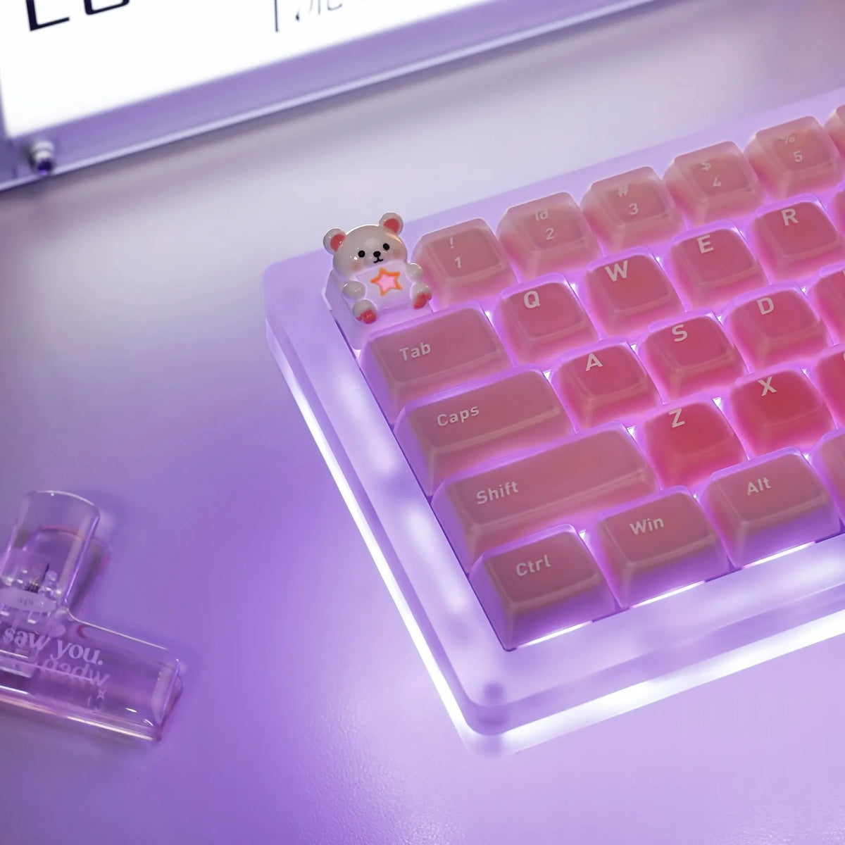Wishing Star Bear Theme, personalized keycaps, Cute cartoon character design creative keycaps, mechanical keyboard decorative keycaps