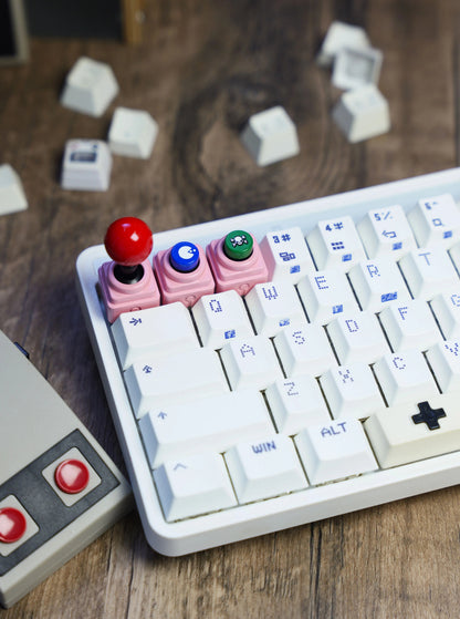Arcade game shaped keycap set, lucky joystick+double happiness button, personalized metal keycaps, mechanical keyboard game cultural and creative peripheral, decorative keycaps