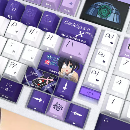 Takanashi Rikka Theme PBT material personalized keycap set, anime cultural creative decoration keycap set, compatible with 61/64/68/75/84/87/104 mechanical keyboard