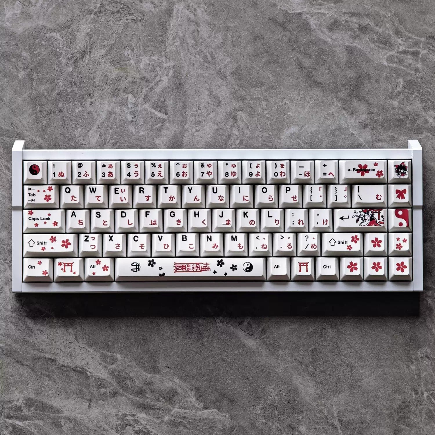 Touhou Project, Hakurei Reimu Theme Design Set Anime Game Personalized Keycaps Original Factory Height PBT Compatible 60 63 64 65 68 75 87