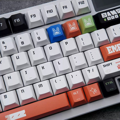 Zenless Zone Zero series, Bangboo themed PBT material personalized keycap set, anime and games cultural creative decoration keycap set, compatible with 61/64/68/75/84/87/104 mechanical keyboard