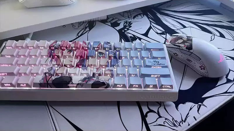 Re:Life in a different world from zero ，Rem PBT material personalized key cap set, animation game culture creative decoration key cap set, compatible with 61/64/68/75/84/87/104 key mechanical keyboard