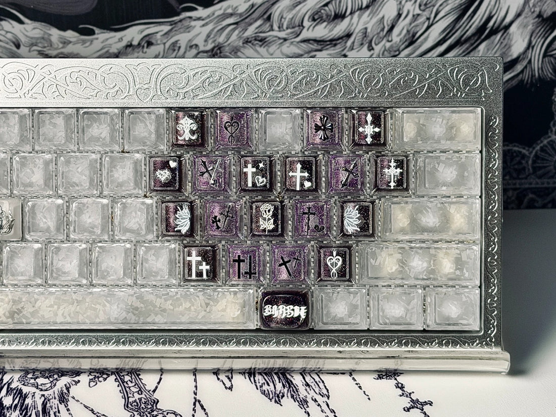 Vintage cross, retro medieval Gothic style creative keycap，Love type area/20 pieces/ a set mechanical keyboard, creative computer desktop matching keycaps, Mechanical keyboard decorative keycaps