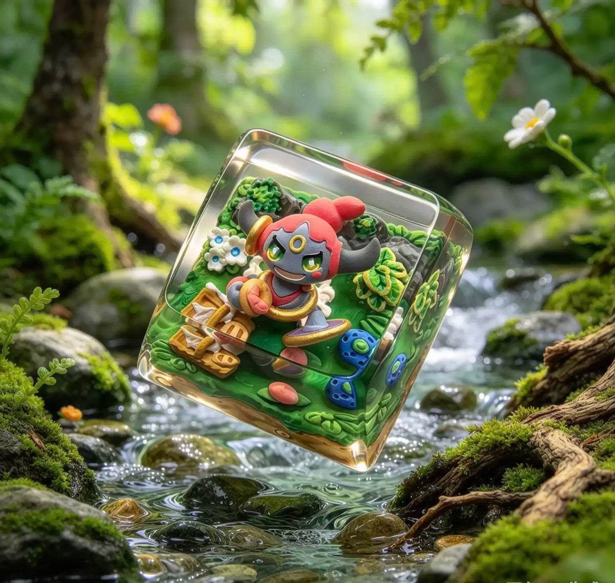 Pok é mon,Hoopa/Morpeko Crystal Resin Personalized Keycaps, Anime Game Culture Creative Resin Keycaps, Mechanical Keyboard Art Decorative Keycaps