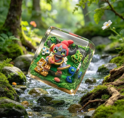 Pok é mon,Hoopa/Morpeko Crystal Resin Personalized Keycaps, Anime Game Culture Creative Resin Keycaps, Mechanical Keyboard Art Decorative Keycaps