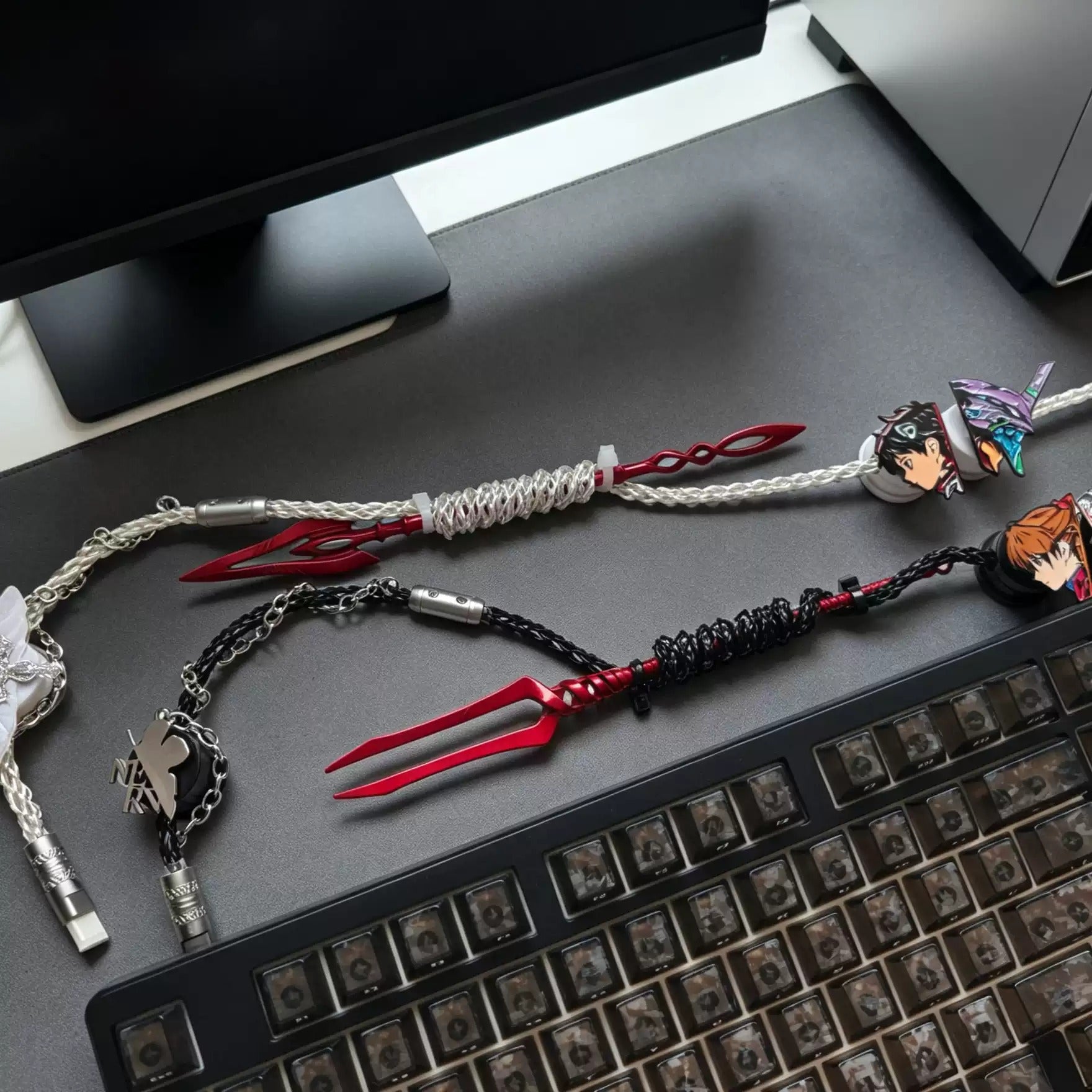 EVA theme, Spear of Cassius/Spear of Longinus winding device, keyboard cable 8K keyboard custom data cable, single crystal copper aviation plug data cable